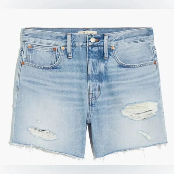Madewell Relaxed Mid Length Denim Shorts Steenwick Wash Ripped Edition Blue 29 - Picture 1 of 11